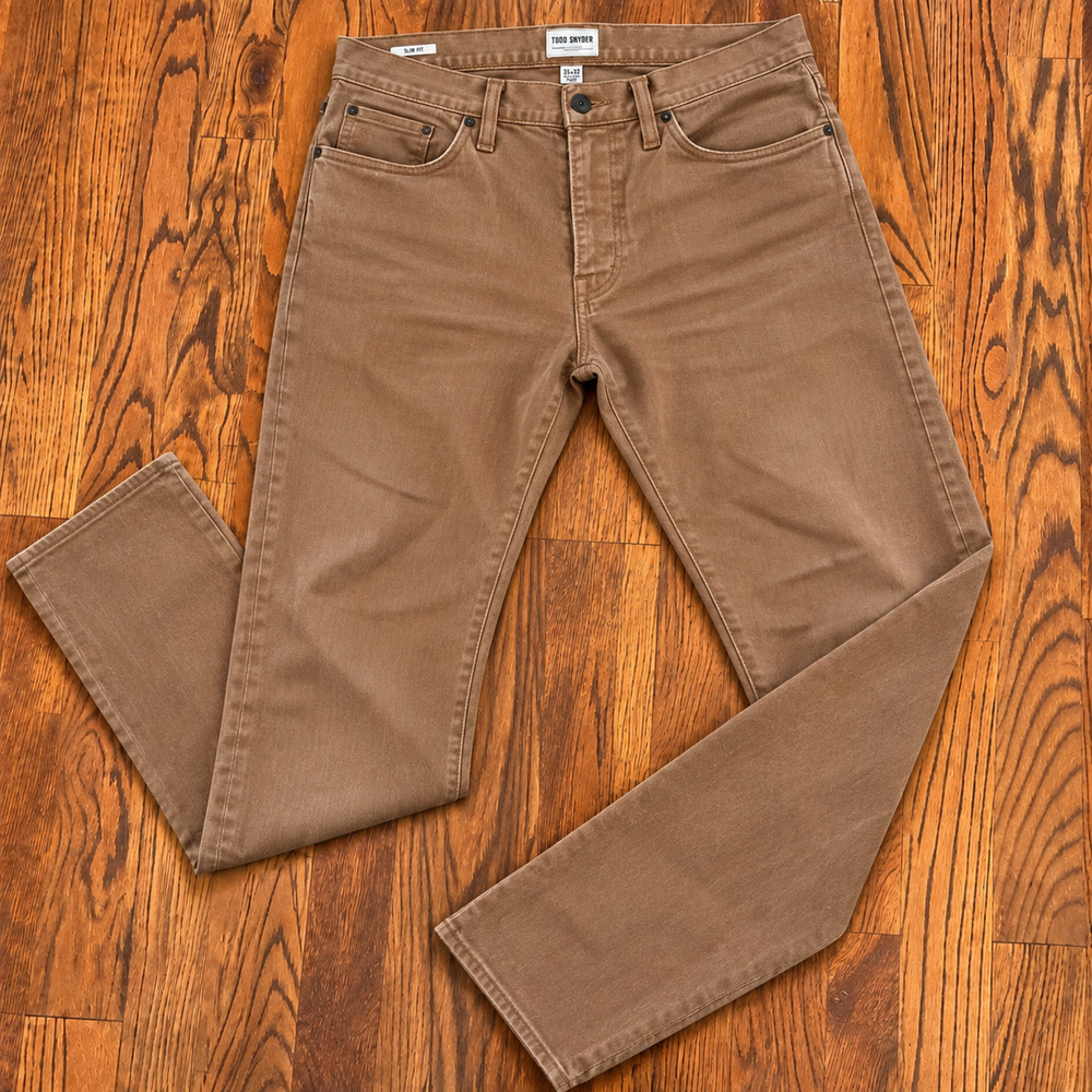 Todd Snyder Slim Fit Stretch 5-Pocket Chino Pants Rust Brown 35x32 Mens